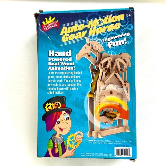 NEW Auto Motion Gear Horse Kit Kids Wood Toy Build Yourself Scientific Exploror - Picture 13 of 14